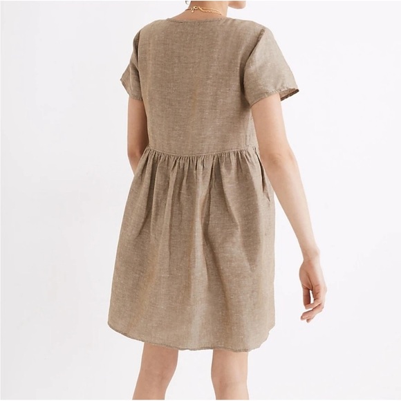 Madewell Linen-Blend Alexandra Button-Front Short Sleeves Dress Size S - Picture 2 of 8